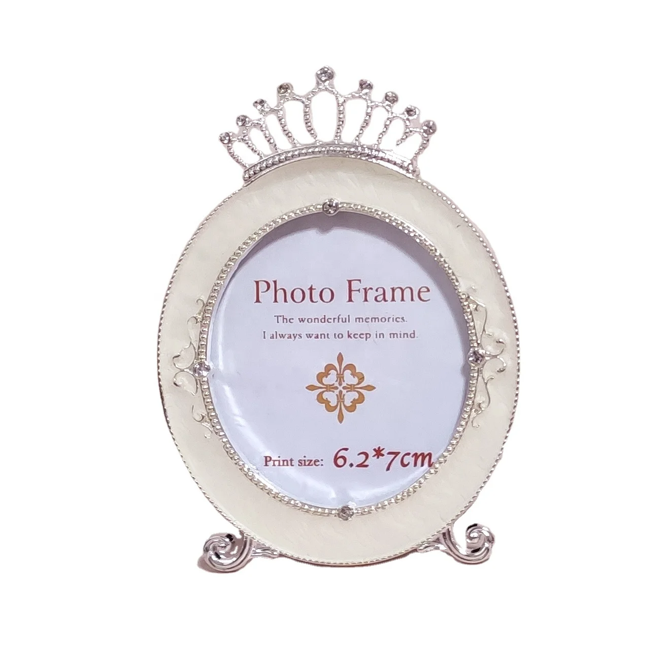 Metal zinc picture frame 3*3' crown shape white silver blue mini photo frame high end wedding tabletop gift wholesale