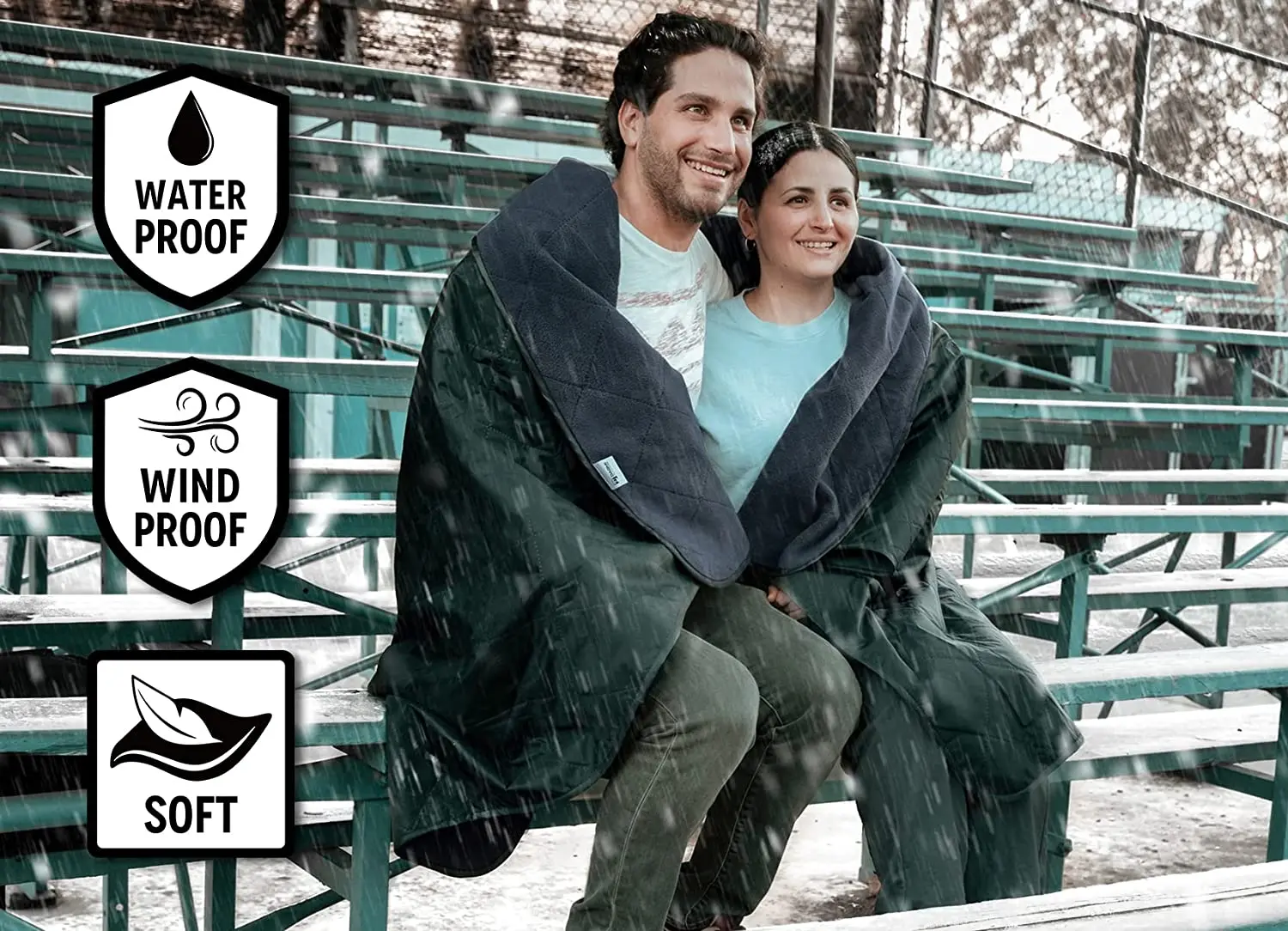 Amazon hot sale Outdoor Waterproof Blanket Large Fleece Stadium & Camping Blankets for Cold Weather