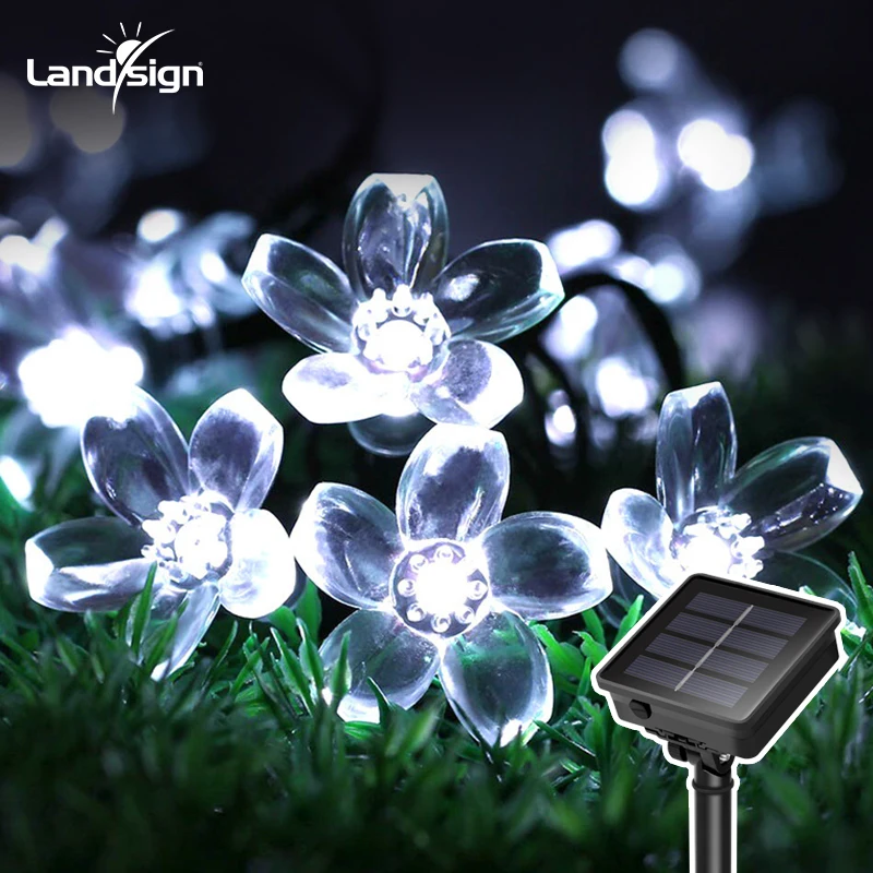 7M Outdoor Waterproof Solar Garden Decor LED String Light 50 LED Fairy Blossom Sakura Cherry Flower Lamp Body