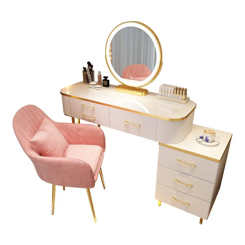 Girls dressing table home furniture high gloss with touch led mirror dressing table for bedroom