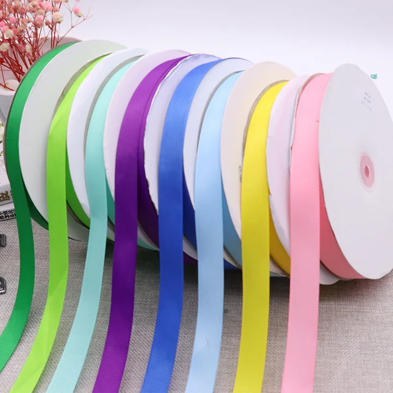 Factory Supply Home Textile Decorative Ribbon Handmade 3.8cm Grosgrain Thread Ribbon Fruit Color Solid Logo 100% Polyester Gift