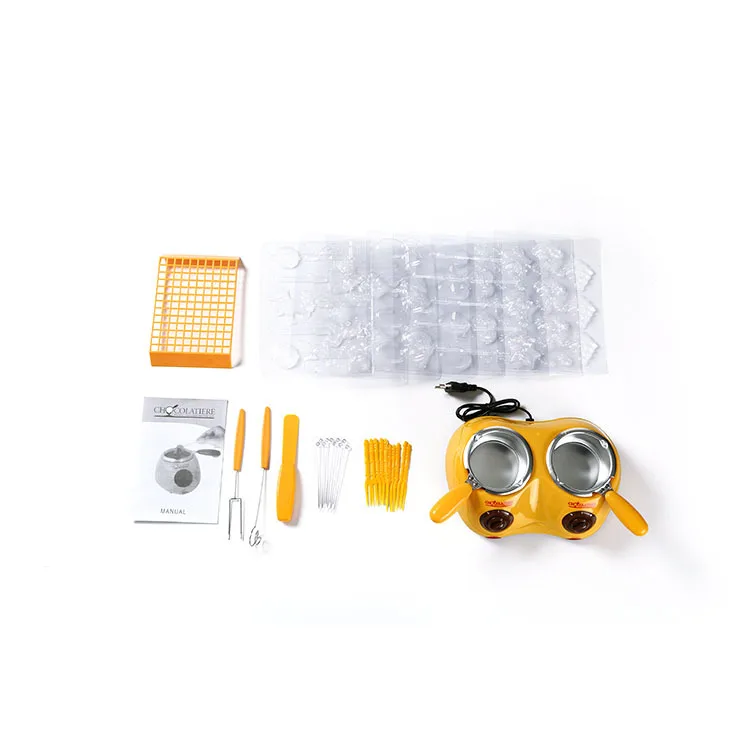 Single Double Pot Electric Chocolate Melting Pot Chocolate Tempering Warmer Hot Chocolate Heating Machine With Shaped Mold