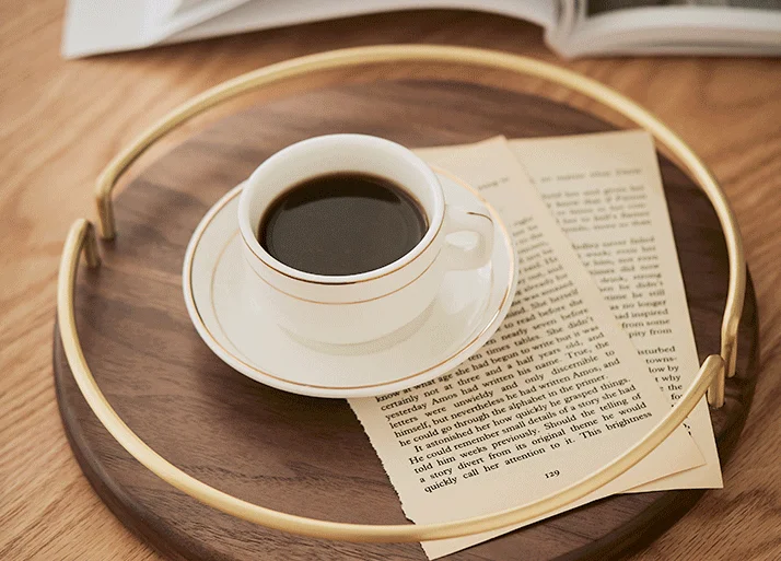 Wooden round tray North American black walnut disc Wooden tray tea tray fruit plate snack snack plate dinner plate