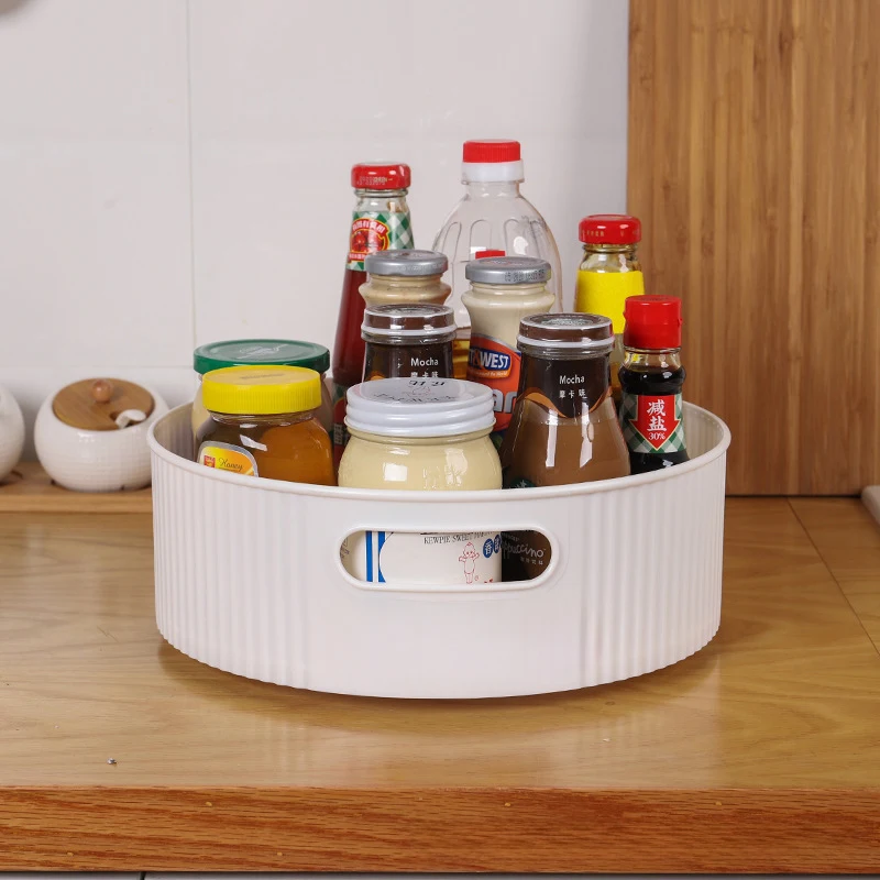 Rotating Storage Tray Kitchen Spice Cosmetic Organizer Multi-functional Round Shelf Seasoning Condiment Organizer Lazy Susan