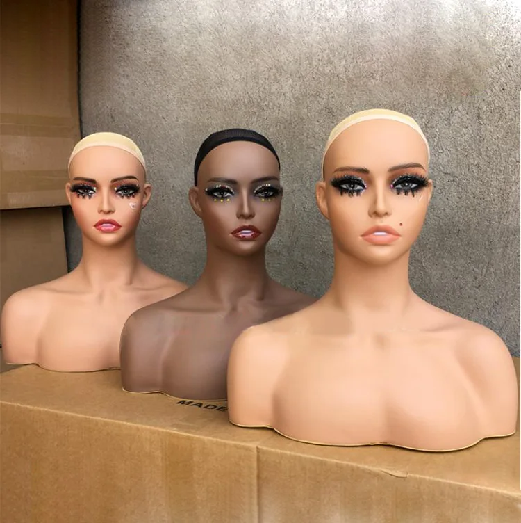 Hot Selling Realistic Wig Head Mannequins Female Mannequin Head With Shoulders For Wig Display