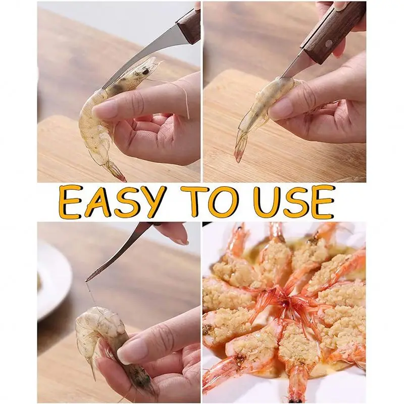 2 Pcs Stainless Steel Shrimp Deveiner Tool and Shrimp Peeler Set Kitchen Tools Peels Prawn Outer Shell Deveins seafood tool