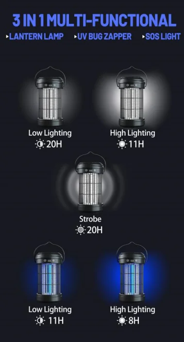 New Arrival Strong Electric Shock Led Mosquito Killing Lamp USB Rechargeable Mosquito Killer Lamp Outdoor Bug Zapper Lantern