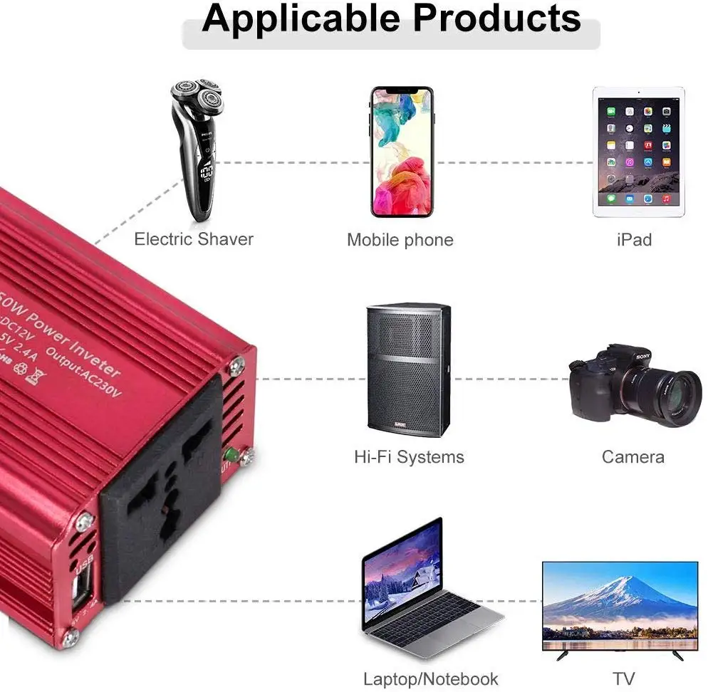 Inverter 300/600/1000/2000/3000W Peaks 12V 220V Modified Sine Wave Voltage Transformer Power Inverter Converter Car Charge USB