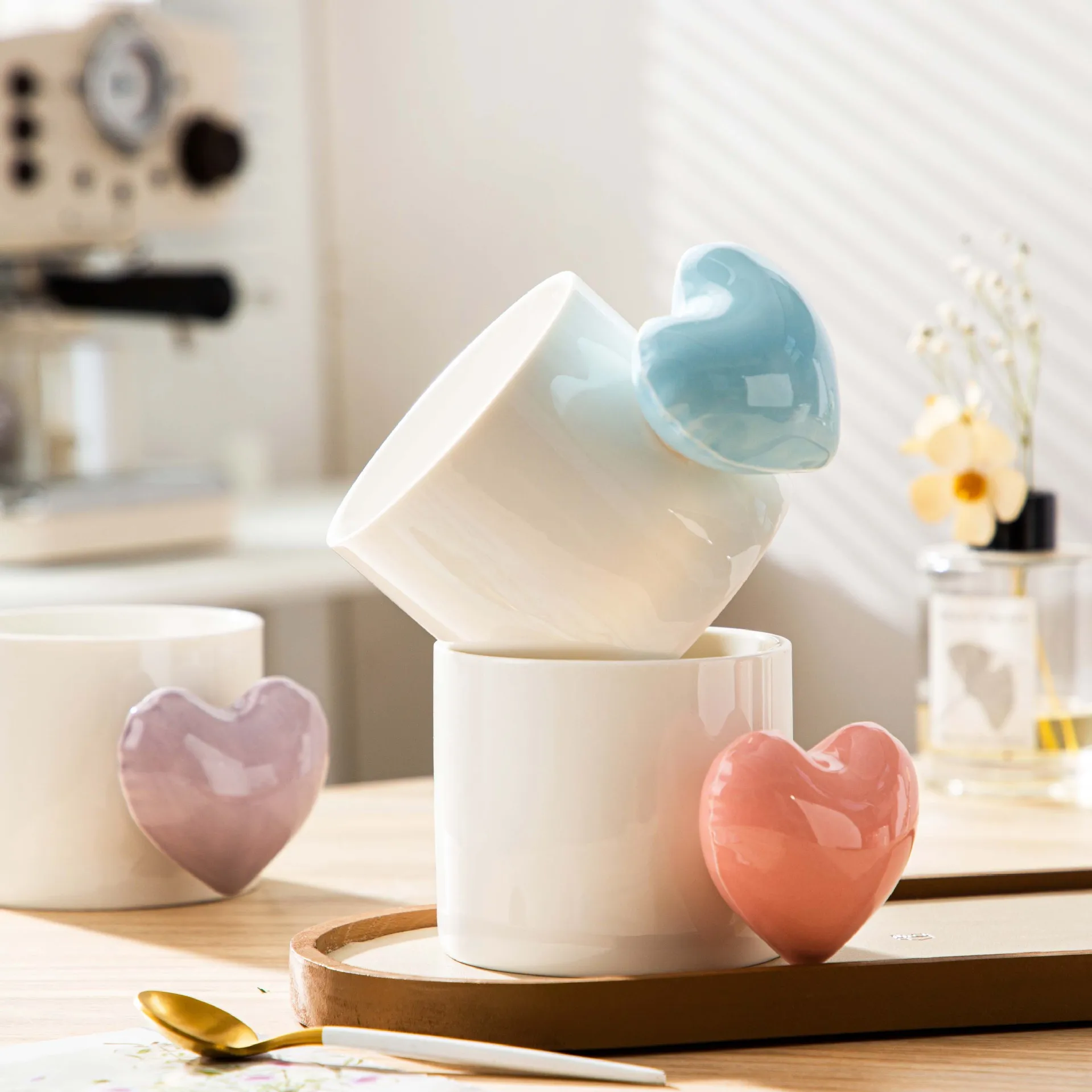 Lovely girl heart ceramic cup 3d heart mug