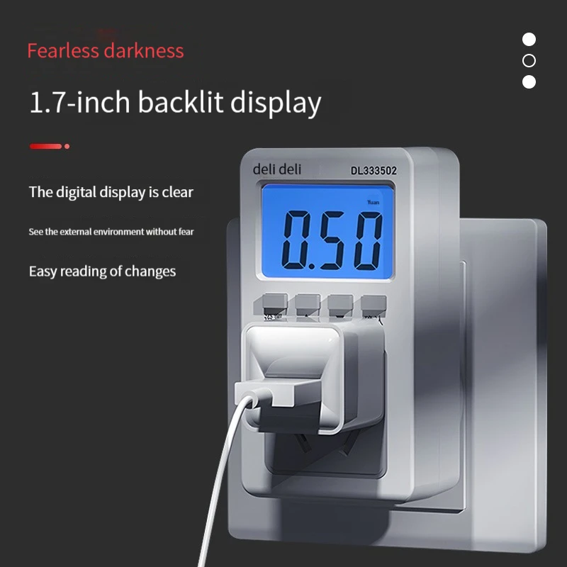 Deli DL333501 Electricity Meter Meter Home Air Conditioner Power Test Power Monitor 10A