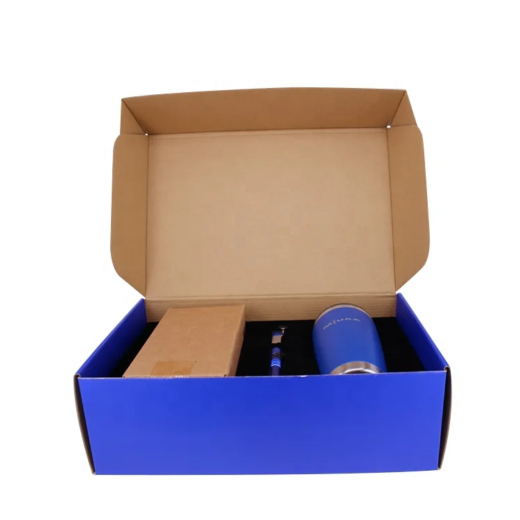 Custom Print Clamshell Roof top Blue Corrugated Cardboard Paper Packaging shipping box