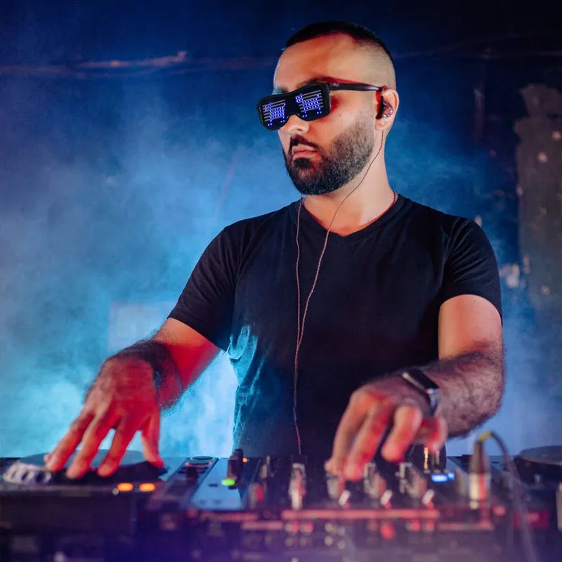 Factory directly App Luminous Glasses Light Shield Charging Glasses  Led DJ electric syllables party glasses