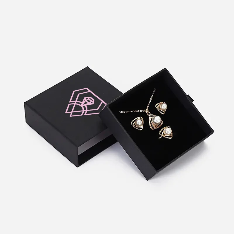 Cardboard Jewellery Small Product Custom Logo Printed Paper Drawer Packaging Gift Jewelry Box With Handle