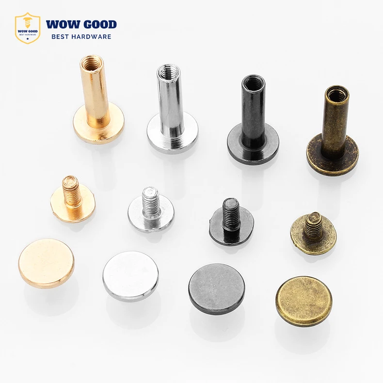 M5 m2*4mm 6mm 12mm Metal stainless steel gold black copper Leather Chicago Binding Screw belt buckle Nail Rivet Button for bag
