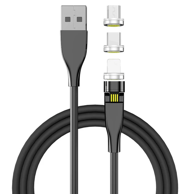 Магнитный USB-кабель 3 в 1 из эластичного ТПЭ с вращением на 540 градусов для быстрой зарядки