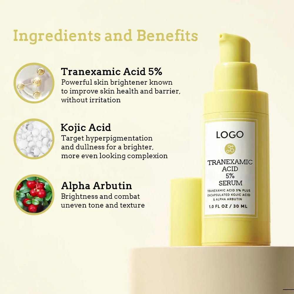 Wholesale Organic Tranexamic Acid 5% Whitening Uneven Skin Tone Alpha Arbutin Discoloration Correcting Skincare Serum For Face
