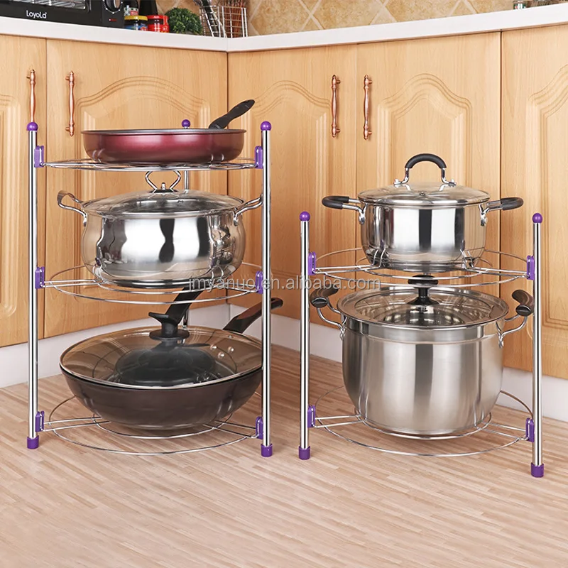 Expandable Kitchen Hotel Adjustable Expand Storage Metal Fry Pan And Pot Lid Cover Organizer Holder Rack