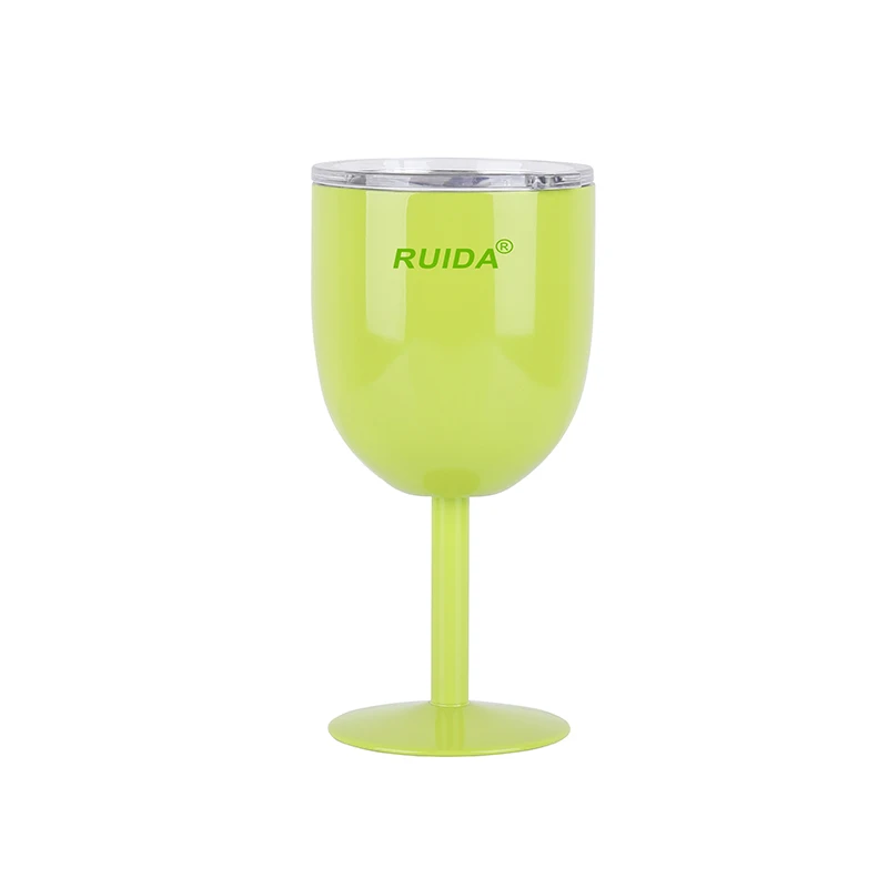 Wholesale Double Wall Stainless Steel Wine Glasses with Lid , Champagne Wine Glasses