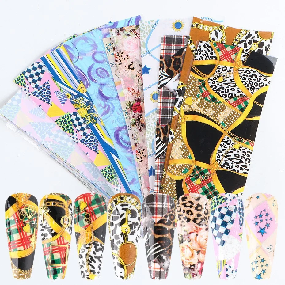 Designer Nail Foil European  Designs Beautiful Nail Foil Galaxy Design Animal Pattern Lace Style Transfer Nail Foil Stickers