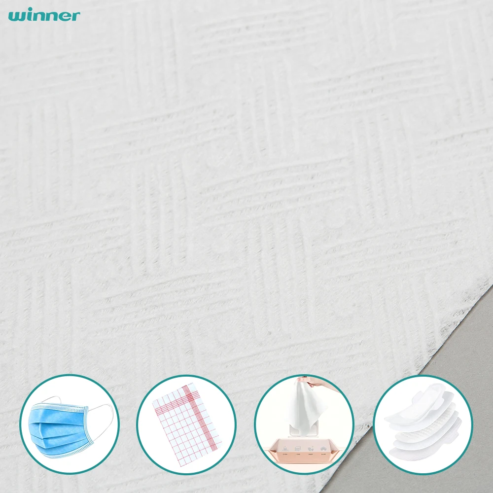 Winner Cotton Spunlace Nonwoven Fabric Rolls Natural Super Soft Natural Cotton Fabric 30-200gsm 5.5-200cm for Sanitary Napkin