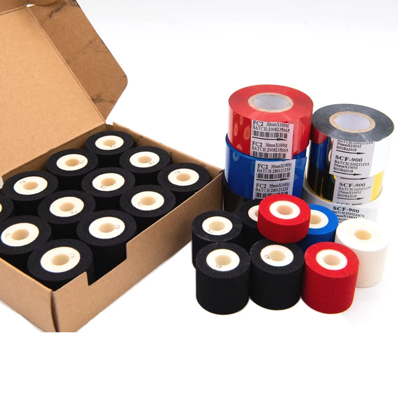 XJ Type 36mmx32mm Black Dry Solid Melt Ink Roller Batch Date Coding Machine Hot Ink Roll