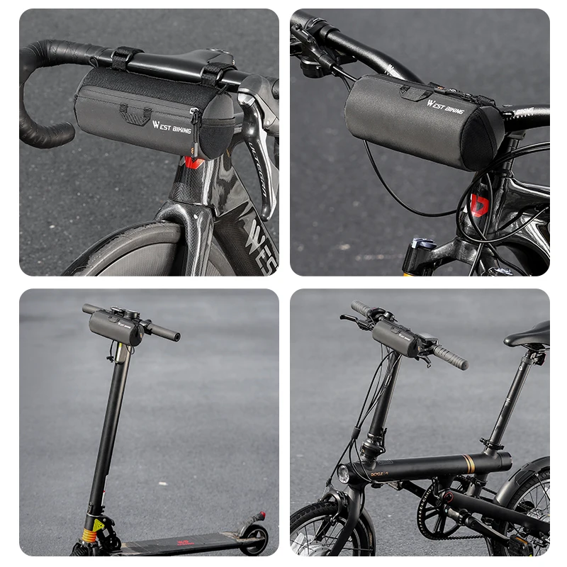 WEST BIKING New Handlebar Release And Easy To Install Cycling Bag For Mountain Road Bike Mtb Bike Rack Tube Bag