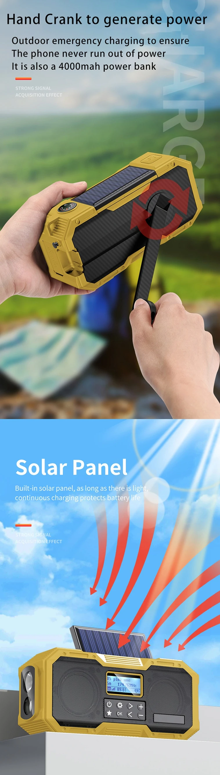 Good quality home Radios Speakers Auto DAB+ AM Fm Digital Radio With Solar Light For Camping