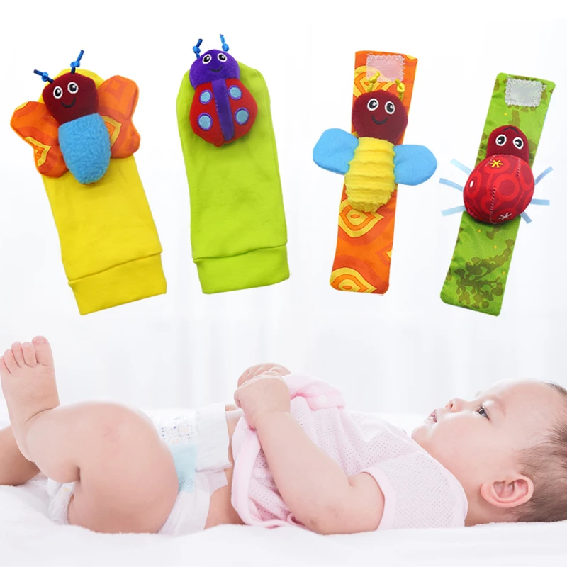 Butterfly Insect Baby Infant Socks Rattle Toys Wrist Rattles And Foot Finders 0-24 Months