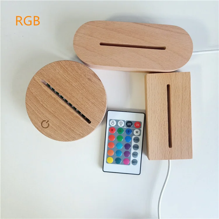 Lighting and Circuitry Design Handmade Customized Wholesale 3d Acrylic Wooden Base Round Oval Wood for Led Night