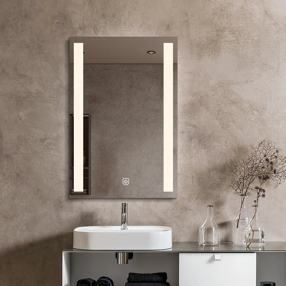 Hot Selling Waterproof Rectangle LED Fogless Bathroom Mirrors Wall Smart Mirror with Touch Switch and Dimming