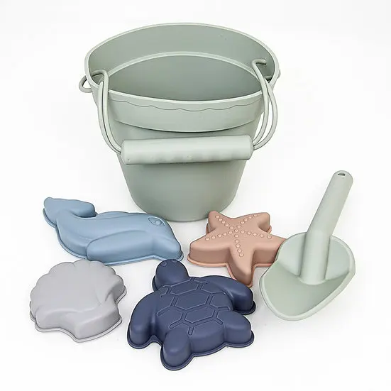 Eco-Friendly Silicone Beach Sand Toys for Kids,Bucket and Shovel with Bag,Beach Accessories Ocean,fruit,Dinosaur,Vehicle,Castle