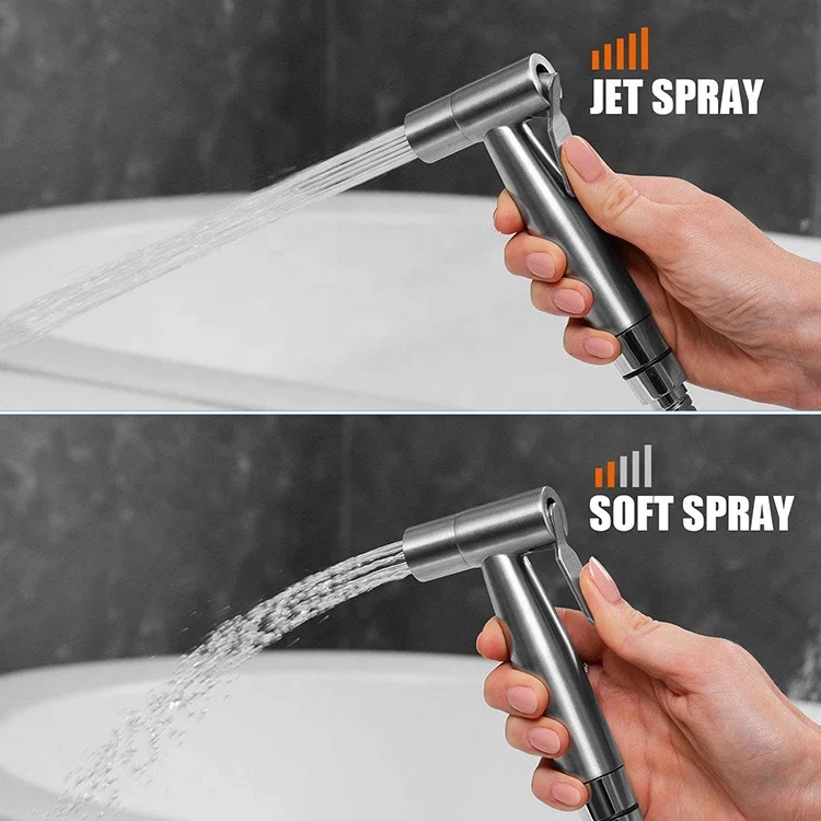 Sus 304 Stainless Steel Bathroom Handheld Sprayer Set Toilet Seat Bidet Shattaf with T-valve for Woman