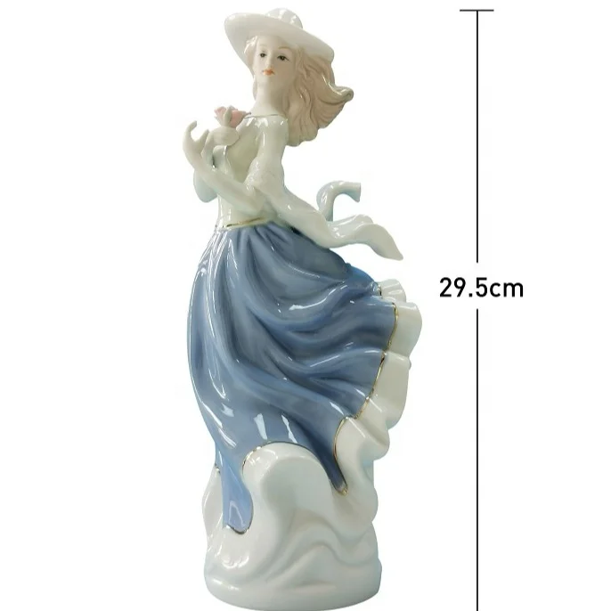 Europe Beauty Figurines Ceramic Home Decoration Western Lady Porcelain Elegant Woman Figurine Pottery Ornament Wedding Gift