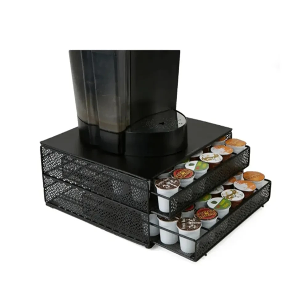 72 Pods K Cup Coffee Capsule Drawer Organizer 2 Tiers Iron Storage Drawers Metal Mesh Holder for Tools