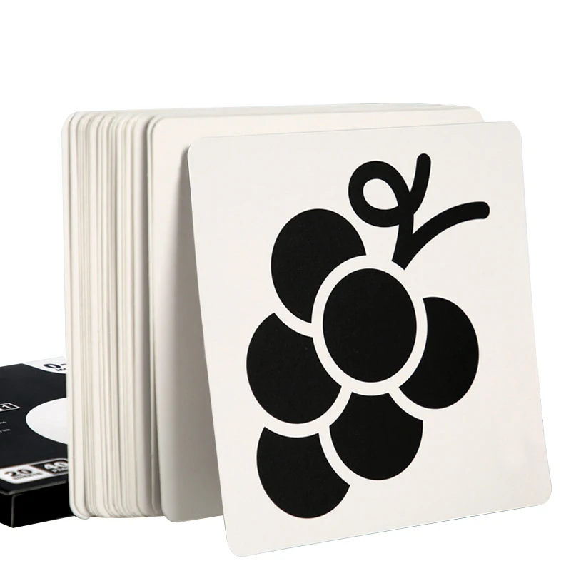 Customized high contrast Babi visual card by manufacturer, baby cognitive flash card, black and white baby visual card