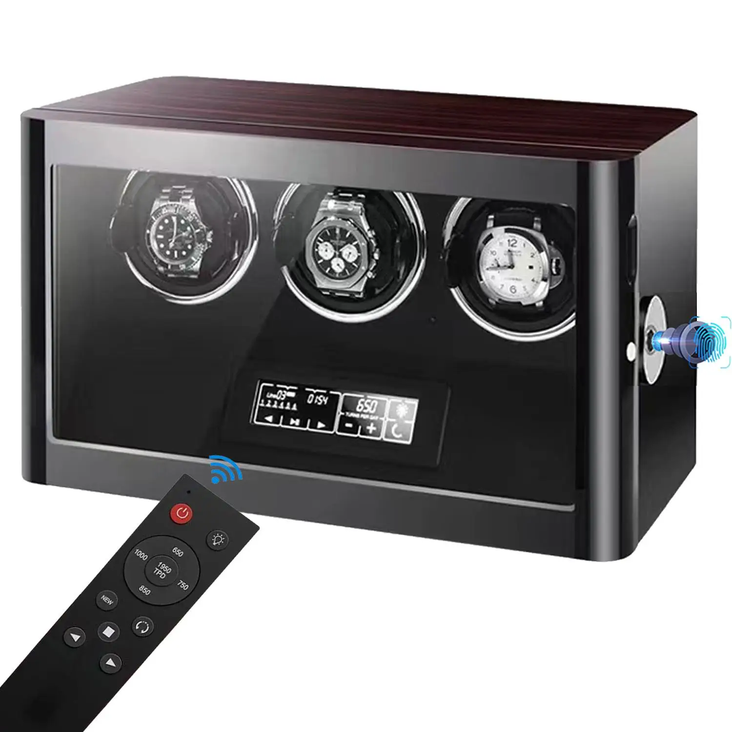 Goochy GC03-T85EB-L-ARF wholesale LED light screen touch fingerprint unlock watch winder with remote control