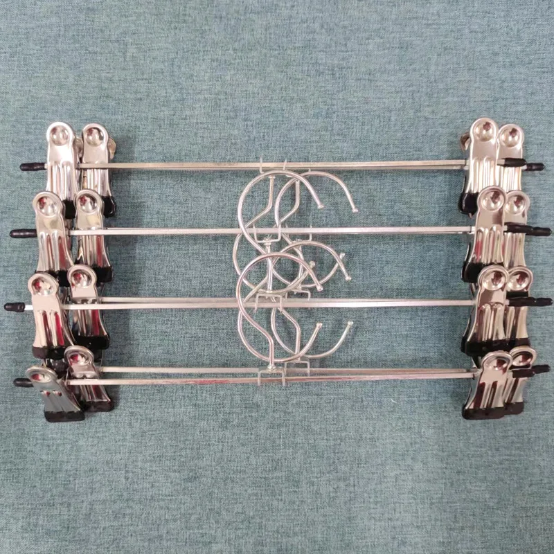 Premium Household Clothes Hanger Metal Galvanized Clothes Trousers Hanger with Clips