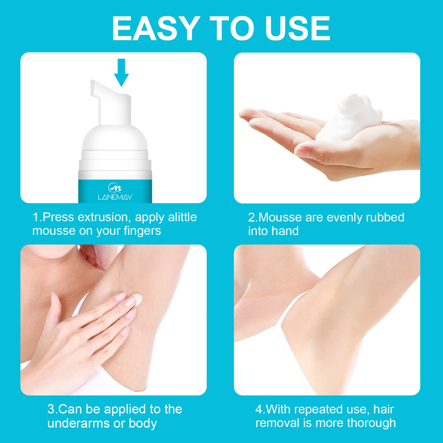 100% Natural Safe Gentle Efficiency Depilatory Hair Removal Spray Private Label Smooth Hair Removal Shaving Hair Removal