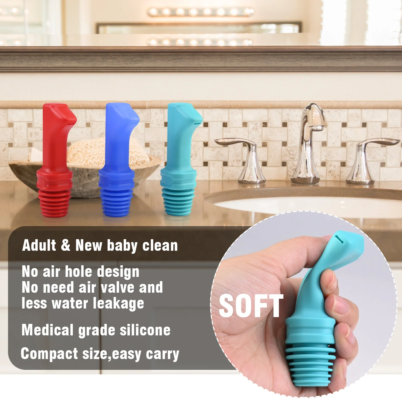 Universal Travel Bidet 3PCS-Pack Portable Bidet Pipe for Toilet, Compatible with Your Plastic Bottle - Handheld Shattaf