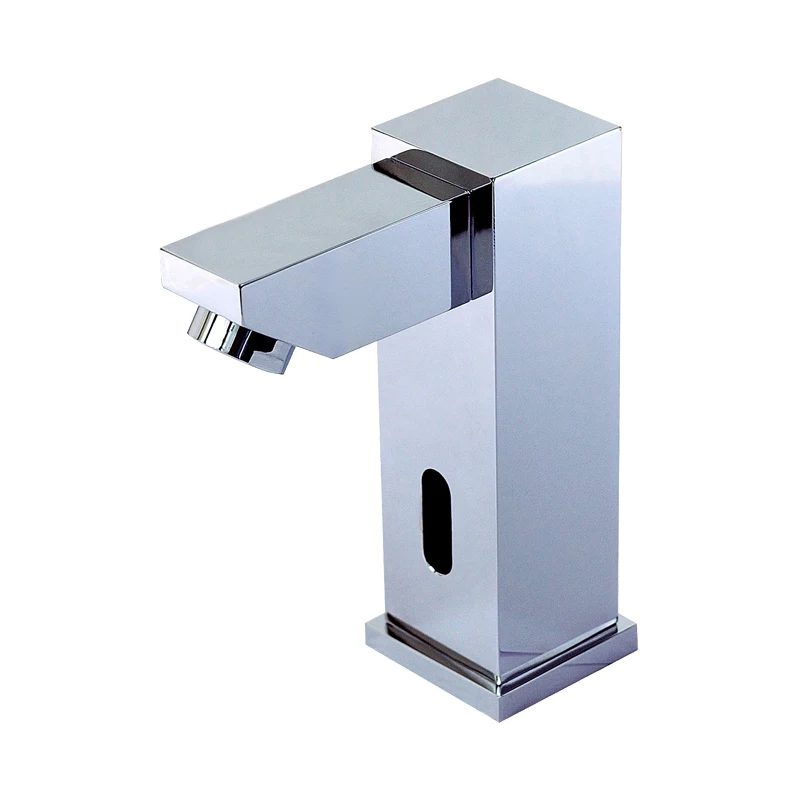 Touchless Automatic Toilet Water Saving Electronic Smart Touch Free Infared Silver Basin Faucet Tap For Bathroom Hotel