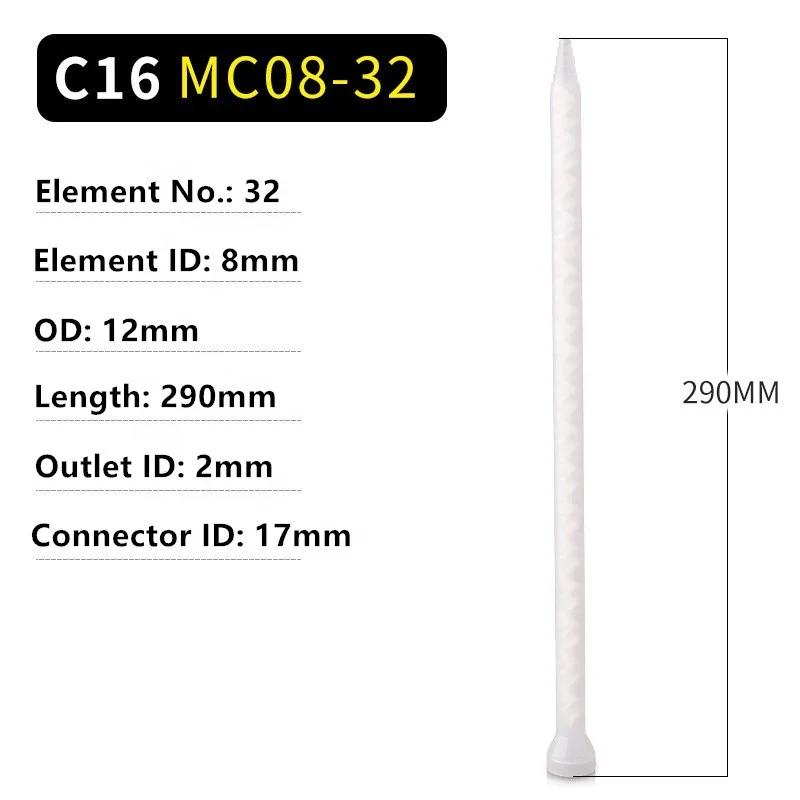 MC08-32  Mouth Mixing Nozzles Tube AB Epoxy Adhesive Mixing Tip Static Mixer for 200/400/600ml AB Cartridge