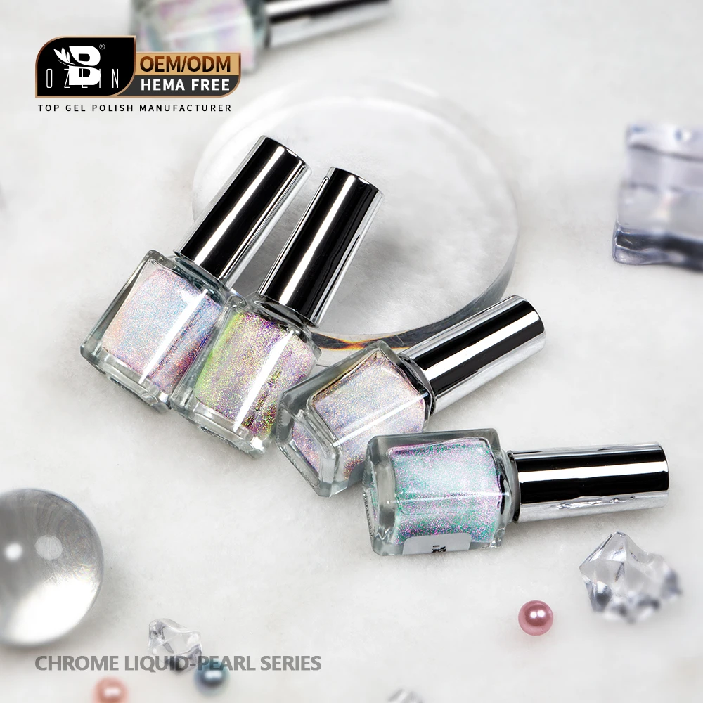 Bozlin Pearlescent Pearl White Chrome Liquid For Nails Magic Mirror Liquid Powder Liquid Chrome Nail