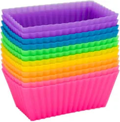 New arrival  rectangle food grade reusable easy to demould non stick silicone cupcakes liners baking muffin cup for party