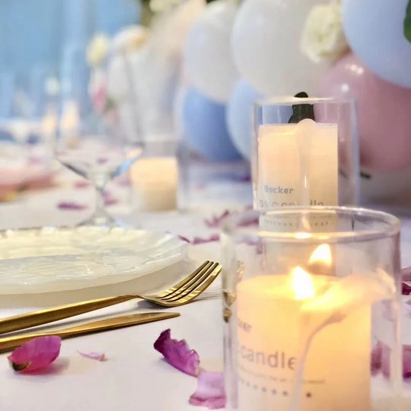 Clear Cylinder Glass Candle Holder Candlestick Round Jar For Wedding Hotel Restaurant