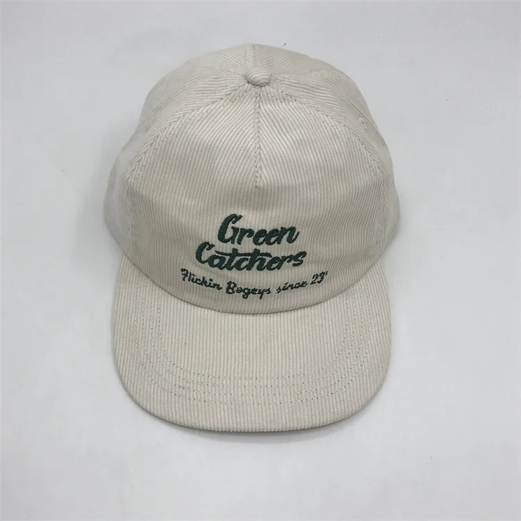 5 panel little curve brim unstructured style hats  corduroy embroidery logo dad hats canvas unstructured hats