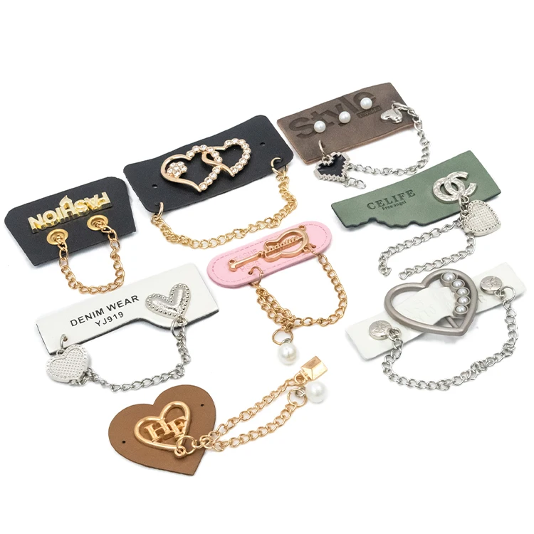 Custom logo clothes leather tag logo bag handbags metal 3d embossed handbag leather labels for handbags with chain