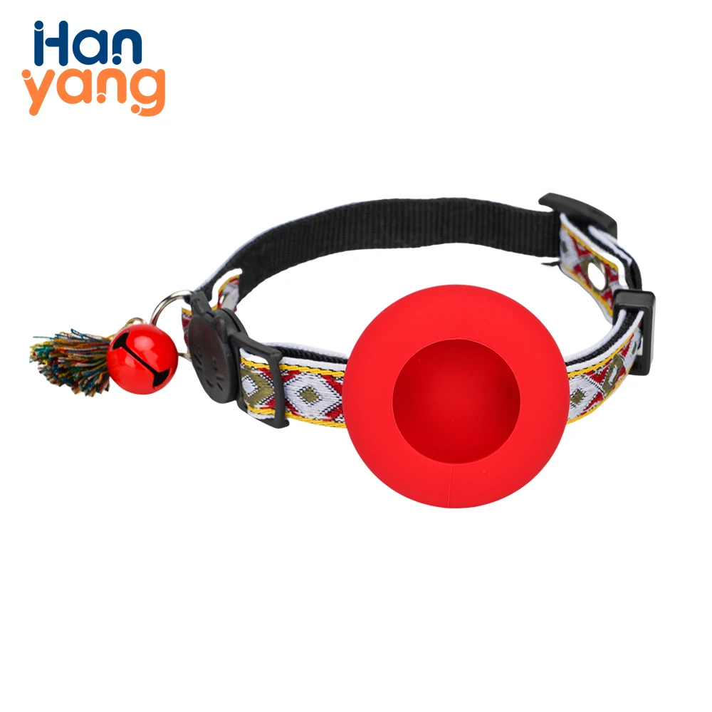 HanYang OEM Custom Airtag Tracker Protective Case Anti-missing Pet Positioning Collar Cat Reflective Bell Collar