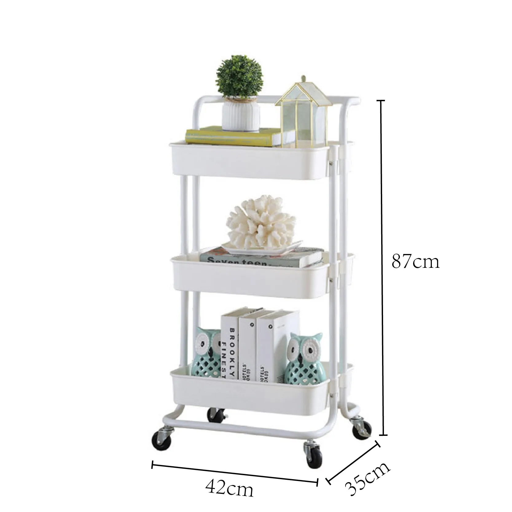 Multifunctional Mesh Organization Utility Cart 3 Tier Heavy-Duty Storage Metal Rolling Utility Cart with 2 Lockable Wheels