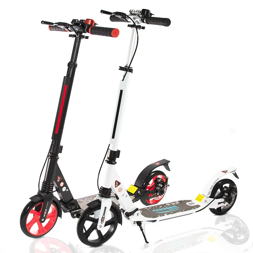 Adult Foot Scooter with 3 Seconds Easy-Folding System, 220lb Folding Adjustable Scooter with Disc Brake and 200mm Large Wheels