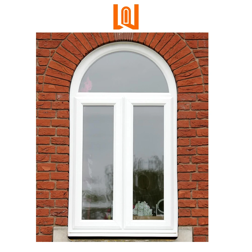 French Style Modern PVC Arch Windows Vinyl Casement Window Round Double Glazed Windows